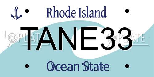 TANE33 Rhode Island License Plate