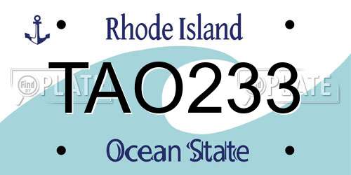 TAO233 Rhode Island License Plate