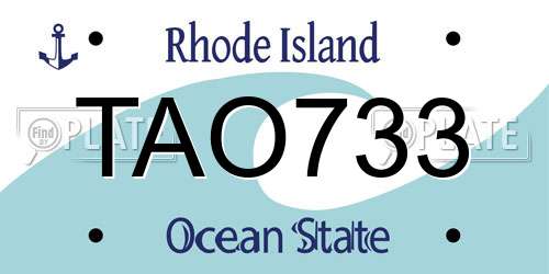 TAO733 Rhode Island License Plate