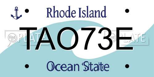 TAO73E Rhode Island License Plate