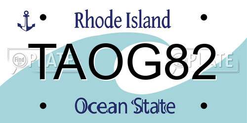 TAOG82 Rhode Island License Plate