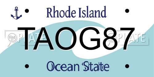 TAOG87 Rhode Island License Plate