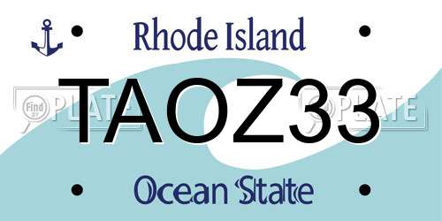 TAOZ33 Rhode Island License Plate