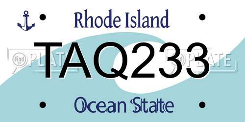 TAQ233 Rhode Island License Plate