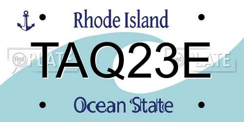 TAQ23E Rhode Island License Plate