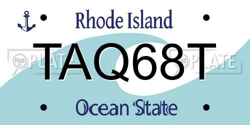 TAQ68T Rhode Island License Plate
