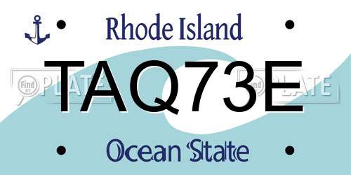 TAQ73E Rhode Island License Plate