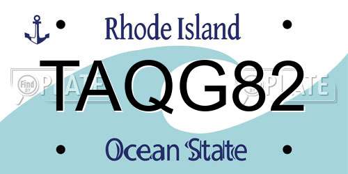 TAQG82 Rhode Island License Plate
