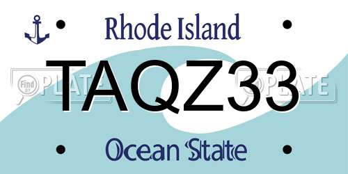 TAQZ33 Rhode Island License Plate