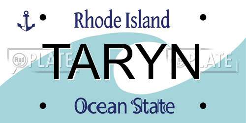 TARYN Rhode Island License Plate