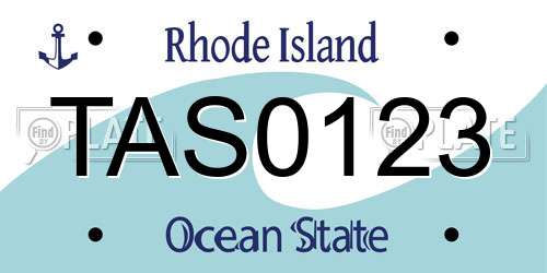 TAS0123 Rhode Island License Plate