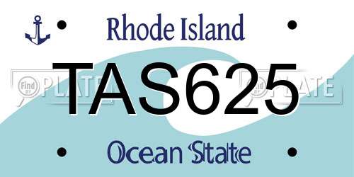 TAS625 Rhode Island License Plate