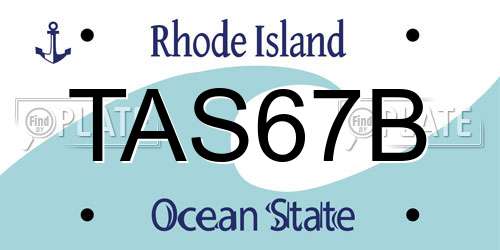 TAS67B Rhode Island License Plate
