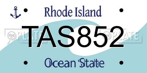 TAS852 Rhode Island License Plate