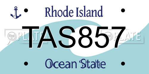 TAS857 Rhode Island License Plate