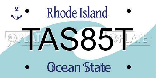 TAS85T Rhode Island License Plate