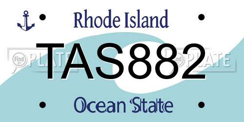 TAS882 Rhode Island License Plate