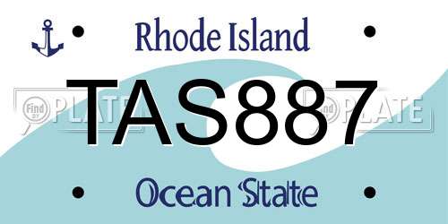 TAS887 Rhode Island License Plate