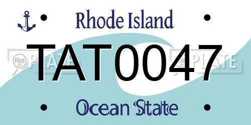 TAT0047 Rhode Island License Plate