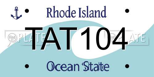 TAT104 Rhode Island License Plate