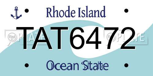 TAT6472 Rhode Island License Plate