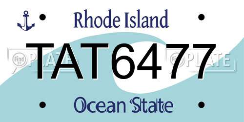 TAT6477 Rhode Island License Plate