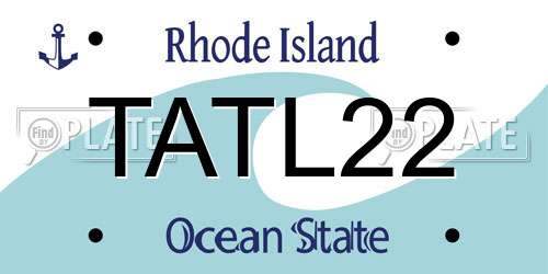 TATL22 Rhode Island License Plate