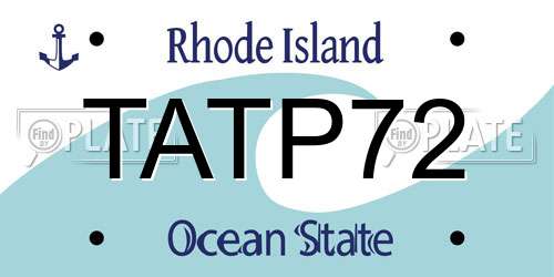 TATP72 Rhode Island License Plate