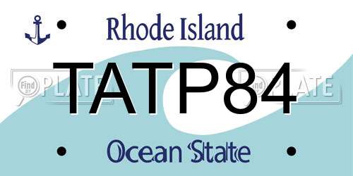 TATP84 Rhode Island License Plate