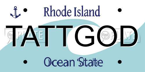 TATTGOD Rhode Island License Plate