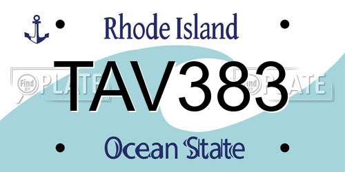 TAV383 Rhode Island License Plate