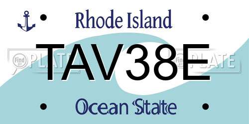 TAV38E Rhode Island License Plate