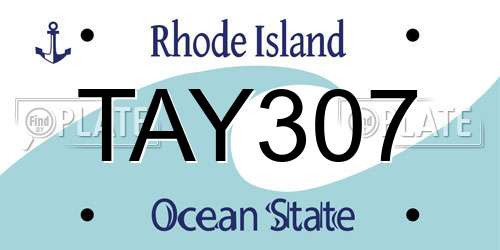 TAY307 Rhode Island License Plate