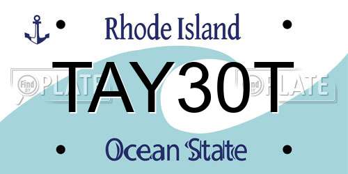 TAY30T Rhode Island License Plate
