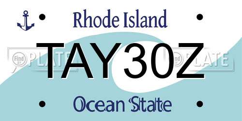 TAY30Z Rhode Island License Plate