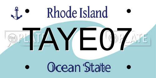 TAYE07 Rhode Island License Plate