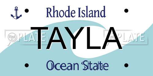 TAYLA Rhode Island License Plate