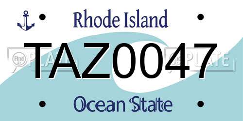 TAZ0047 Rhode Island License Plate
