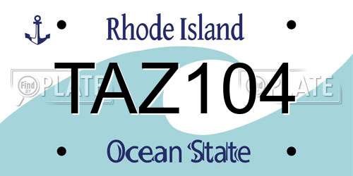 TAZ104 Rhode Island License Plate