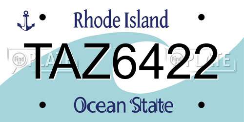 TAZ6422 Rhode Island License Plate