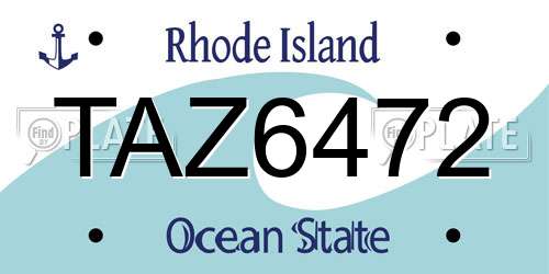 TAZ6472 Rhode Island License Plate