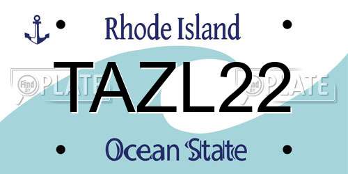 TAZL22 Rhode Island License Plate