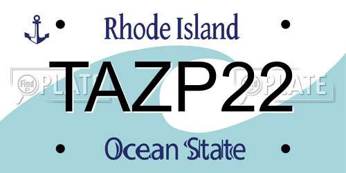 TAZP22 Rhode Island License Plate