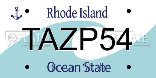 TAZP54 Rhode Island License Plate