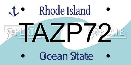 TAZP72 Rhode Island License Plate