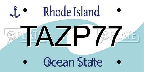 TAZP77 Rhode Island License Plate