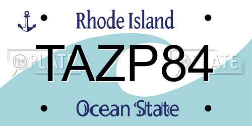 TAZP84 Rhode Island License Plate
