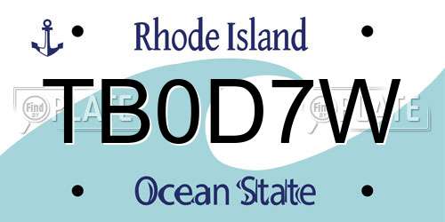 TB0D7W Rhode Island License Plate