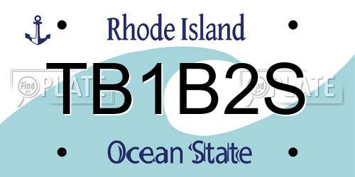 TB1B2S Rhode Island License Plate
