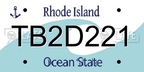 TB2D221 Rhode Island License Plate